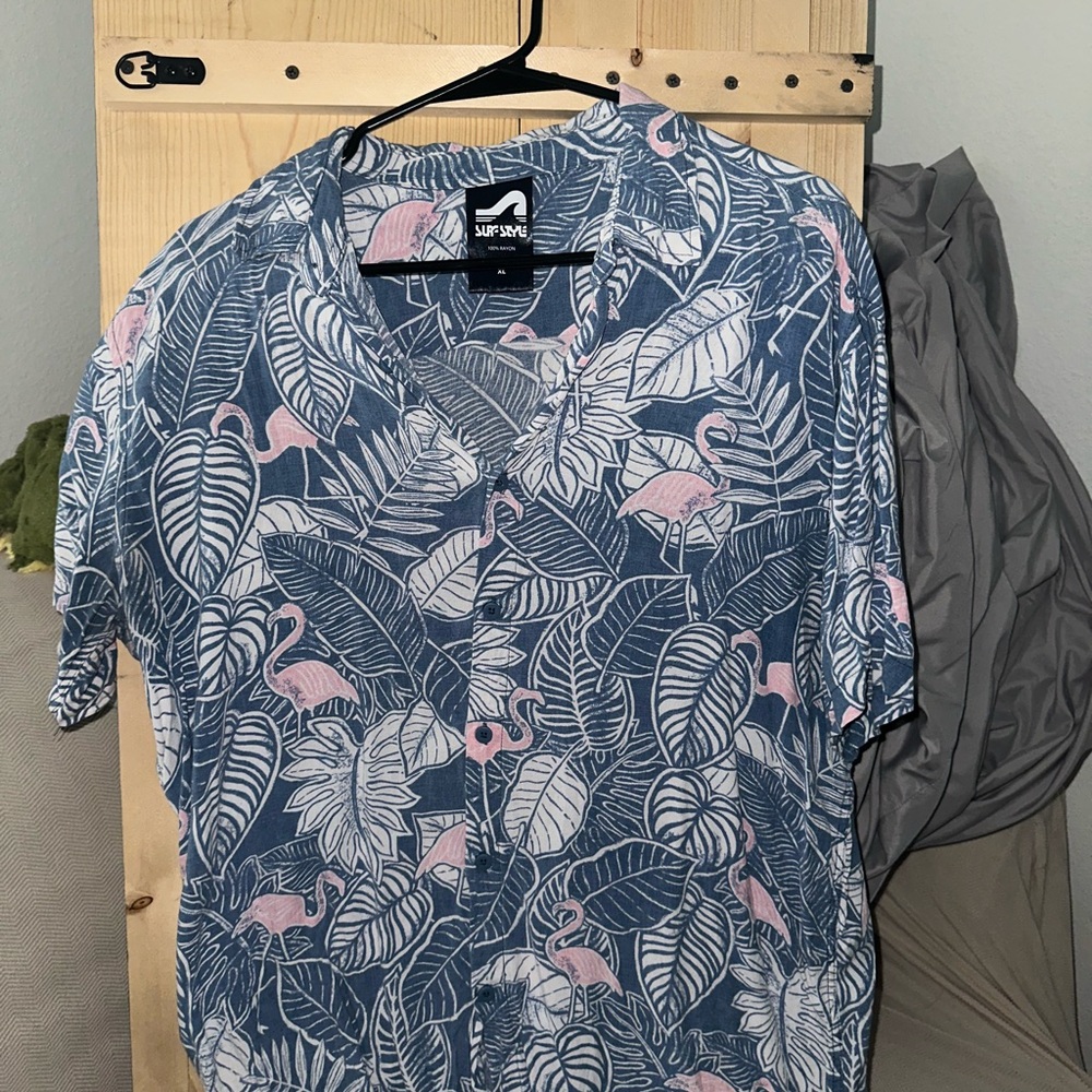 Blue and Pink Tropical Men's Shirt